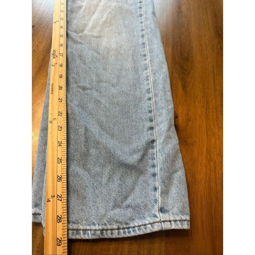 SONG Jeans Juniors 3/26 Blue Denim Wide Leg 100% Cotton Mid Rise Light Wash